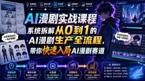AI漫剧实战课程,系统拆解从0到1的AI漫剧生产全流程,带你快速入局AI漫剧赛道|淘骐网赚资源库