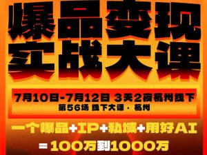 爆品变现实战大课,从爆品,到流量,到成交,一个爆品+IP+私域+用好AI=100W到1000W(7月10-12日)|淘骐网赚资源库