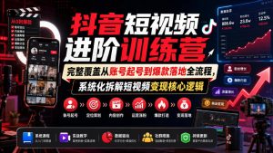 抖音短视频进阶训练营,完整覆盖从账号起号到爆款落地全流程,系统化拆解短视频变现核心逻辑|淘骐网赚资源库