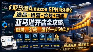 亚马逊Amazon SPN海外掘全,选品+运营+合规+物流,亚马逊开店全攻略,避坑、引流、盈利一步到位|淘骐网赚资源库