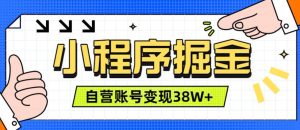 微信小程序掘金,团队自营小程序累计变现38W+,稳定运营三年,一部手机即可操作【揭秘】|淘骐网赚资源库