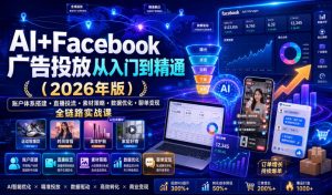 AI+Facebook广告投放从入门到精通(2026年版)|账户体系搭建・直播投流・素材策略・数据优化・聊单变现全链路实战课|淘骐网赚资源库