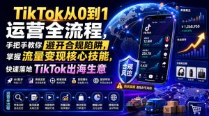 TikTok从0到1运营全流程,手把手教你避开合规陷阱,掌握流量变现核心技能,快速落地TikTok出海生意(更新7月)|淘骐网赚资源库