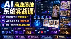 AI商业落地系统实战课|电商图文视频全场景量产・AI工具工作流深度拆解・服饰/百货/探店多品类落地教程|淘骐网赚资源库