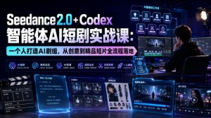 Seedance2.0+Codex智能体AI短剧实战课:一个人打造AI剧组,从创意到精品短片全流程|淘骐网赚资源库