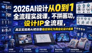 2026AI设计从0到1全流程实战课，不拼画功，设计IP全流程，真正实现用AI把创意稳定转化为商业化设计成果|淘骐网赚资源库