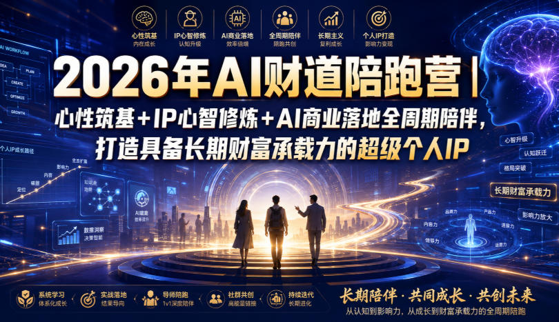 2026年AI财道陪跑营｜心性筑基+IP心智修炼+AI商业落地全周期陪伴，打造具备长期财富承载力的超级个人IP|淘骐网赚资源库