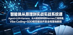 智能体从原理到实战系统课Agent=LLM+Harness，从AI底层架构到Hermes工程搭建，Vibe Coding+SDD规范驱动开发全栈落地教程|淘骐网赚资源库