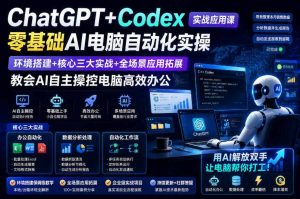 ChatGPT+Codex实战应用课｜零基础AI电脑自动化实操，环境搭建+核心三大实战+全场景应用拓展，教会AI自主操控电脑高效办公|淘骐网赚资源库