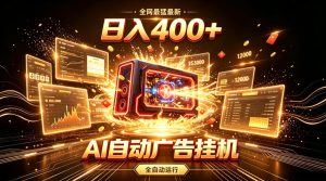 全网最猛最新的AI自动广告挂G,狠收益日入400+,真正做到躺賺式变现【揭秘】|淘骐网赚资源库