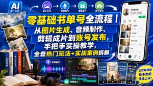 零基础书单号全流程|从图片生成、音频制作、剪辑成片到账号发布,手把手实操教学,全套热门玩法+实战案例拆解|淘骐网赚资源库