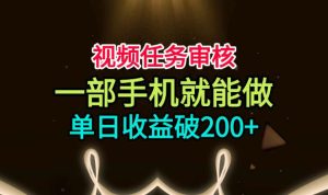 视频任务审核，一部手机就能做，简单上手，单日收益破200+【揭秘】|淘骐网赚资源库