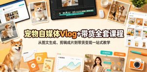 宠物自媒体Vlog+带货全套课程|从图文生成、剪辑成片到带货变现一站式教学|淘骐网赚资源库