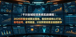 千川全域投流系统实战课程｜2026新版全域算法落地、叠投抢量核心打法、新号起号、老号稳量、计划异常排查全链路教学|淘骐网赚资源库