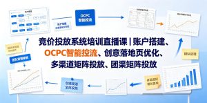 竞价投放系统培训直播课｜账户搭建、OCPC智能控流、创意落地页优化、多渠道矩阵投放、团队管理与副业变现全阶实战|淘骐网赚资源库