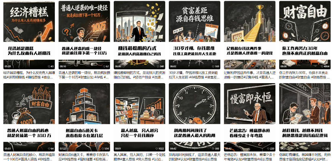 【AI书单】财富书籍图文解读玩法，一键直出，几十条视频，跑出1000单，全流程拆解，新手也可以上手|淘骐网赚资源库