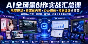 AI全场景创作实战汇总课|电商带货+自媒体内容+办公增效+视觉设计全覆盖,一套掌握AI作图、做视频、做文档、数字人全套落地技能|淘骐网赚资源库