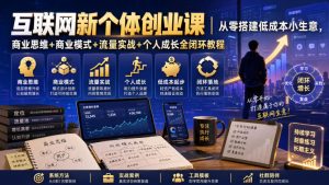 互联网新个体创业课|从零搭建低成本小生意,商业思维+商业模式+流量实战+个人成长全闭环教程|淘骐网赚资源库