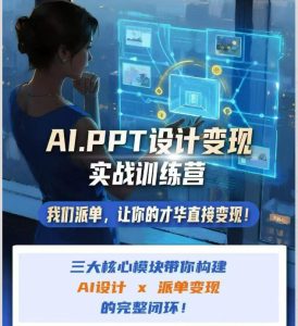 AI+PPT设计变现实战训练营，我们派单，让你的才华直接变现，三大核心模块带你构建Al设计x派单变现的完整闭环|淘骐网赚资源库