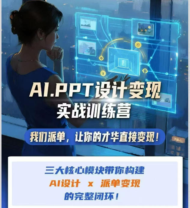 AI+PPT设计变现实战训练营，我们派单，让你的才华直接变现，三大核心模块带你构建Al设计x派单变现的完整闭环|淘骐网赚资源库
