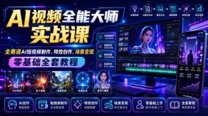 AI视频全能大师实战课|全赛道AI短视频制作、特效创作、场景变现零基础全套教程|淘骐网赚资源库