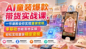 AI童装爆款带货实战课,一节课教会你实现童装变现,零基础也能落地实操|淘骐网赚资源库