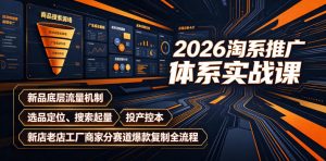 2026淘系推广体系实战课|新品底层流量机制、选品定位、搜索起量、投产控本、新店老店工厂商家分赛道爆款复制全流程(更新)|淘骐网赚资源库