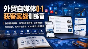 外贸自媒体0-1获客实战训练营｜谷歌精准搜客、海外全社媒获客、开发信撰写、报价收款、账号环境搭建、SOHO避坑全流程教程（更新）|淘骐网赚资源库