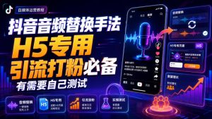 抖音音频替换手法H5专用，引流打粉必备，有需要自己测试|淘骐网赚资源库