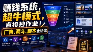 賺钱系统,超牛模式,直接抄作业!广告、漏斗、脚本全给你【原创双语字幕】|淘骐网赚资源库
