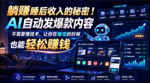 躺賺睡后收入的秘密!AI自动发爆款内容,不需要懂技术,让你在睡觉的时候也能轻松賺钱【原创双语字幕】|淘骐网赚资源库