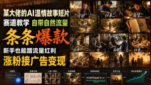 某大佬的AI温情故事短片赛道教学,自带自然流量,条条爆款,新手也能蹭流量红利,涨粉接广告变现|淘骐网赚资源库