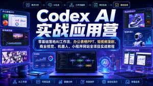 Codex AI实战应用营|零基础落地AI工作流,办公表格PPT、短视频漫剧、商业视觉、机器人、小程序网站全项目实战教程|淘骐网赚资源库