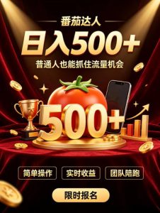 番茄达人日入500+?普通人也能参与?做番茄达人真的可行?零门槛番茄推文,新手也能上手做达人【揭秘】|淘骐网赚资源库
