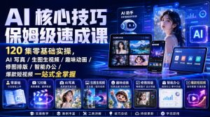 AI核心技巧保姆级速成课|120集零基础实操,AI写真/生图生视频/趣味动画/修图排版/智能办公/爆款短视频一站式全掌握(更新)|淘骐网赚资源库