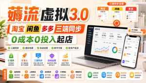 绅白不白·薅流虚拟3.0丨淘宝闲鱼多多三端同步丨0成本0投入起店|淘骐网赚资源库