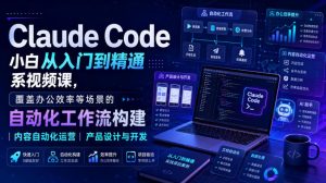 Claude Code小白从入门到精通系视频课,覆盖办公效率等场景的自动化工作流构建|内容自动化运营|产品设计与开发|淘骐网赚资源库