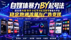 自媒体暴力搬运起号法,适合用抖音快手小红书B站百家号等各大平台,稳定跑通流量与广告变现|淘骐网赚资源库