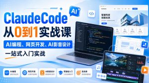 ClaudeCode从0到1实战课,AI编程、网页开发、AI影音设计一站式入门实战|淘骐网赚资源库
