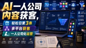 AI一人公司内容获客,轻松日更3条,多平台获客,一人公司化运营(更新0827)|淘骐网赚资源库