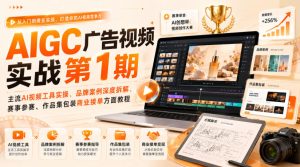 AIGC广告视频实战第1期,主流AI视频工具实操、品牌案例深度拆解、赛事参赛、作品集包装商业接单方面教程|淘骐网赚资源库