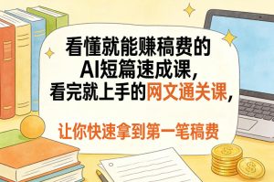 看懂就能賺稿费的AI短篇速成课,看完就上手的网文通关课,让你快速拿到第一笔稿费(更新8月)|淘骐网赚资源库