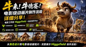牛来!牛德赛!电影级动画片制作流程详细分享!电影工作室Higgsfield一站式创作平台,完整创作流程|淘骐网赚资源库