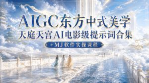 AIGC东方中式美学天庭天宫AI电影级提示词合集+MJ软件实操课程|淘骐网赚资源库