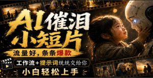 AI催泪小短片,流量好,条条爆款,工作流+提示词统统交给你,小白轻松上手|淘骐网赚资源库