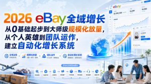 2026 eBay全域增长,从0基础起步到大师级规模化放量,从个人英雄到团队运作,建立自动化增长系统|淘骐网赚资源库