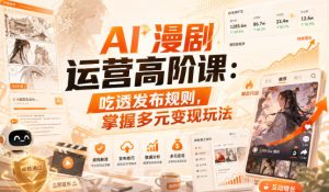 AI漫剧运营高阶课:吃透发布规则,掌握多元变现玩法|淘骐网赚资源库