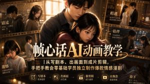 帧心话AI动画教学|从写剧本、出画面到成片剪辑,手把手教会零基础学员独立制作爆款情感漫剧|淘骐网赚资源库
