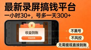 零撸手机项目录屏搞钱平台,一小时30+,号多一天300+,不黑号,不风控,无需提现直接到账【揭秘】|淘骐网赚资源库