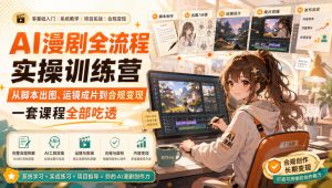 AI漫剧全流程实操训练营，从脚本出图、运镜成片到合规变现，一套课程全部吃透|淘骐网赚资源库